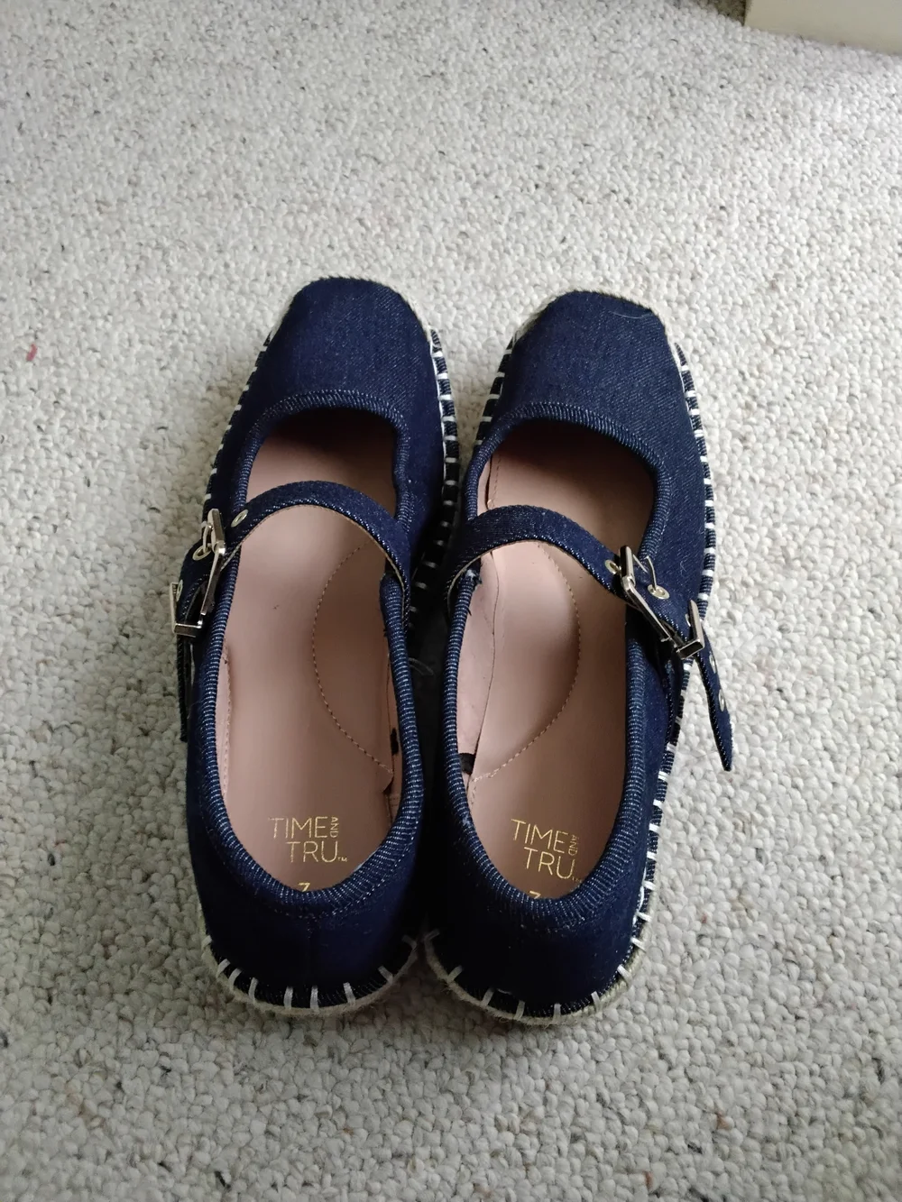 Time and Tru Navy Canvas Mary Jane Espadrilles - Picture 2 of 3